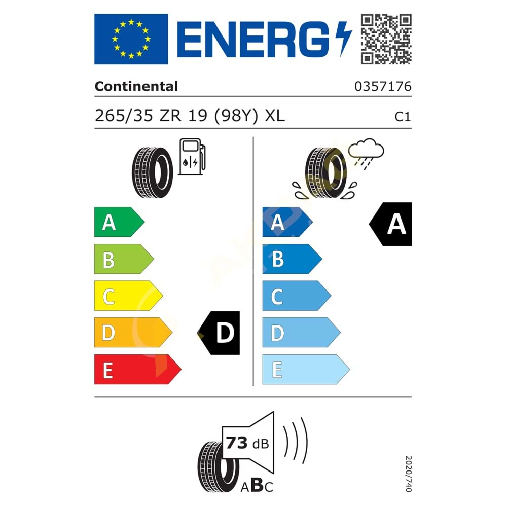 265/35/19 98Y XL FR CSC 6 MO CONTİNENTAL