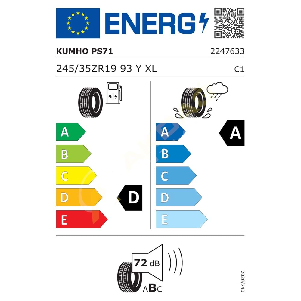 245/35/19 93Y XL PS71 KUMHO