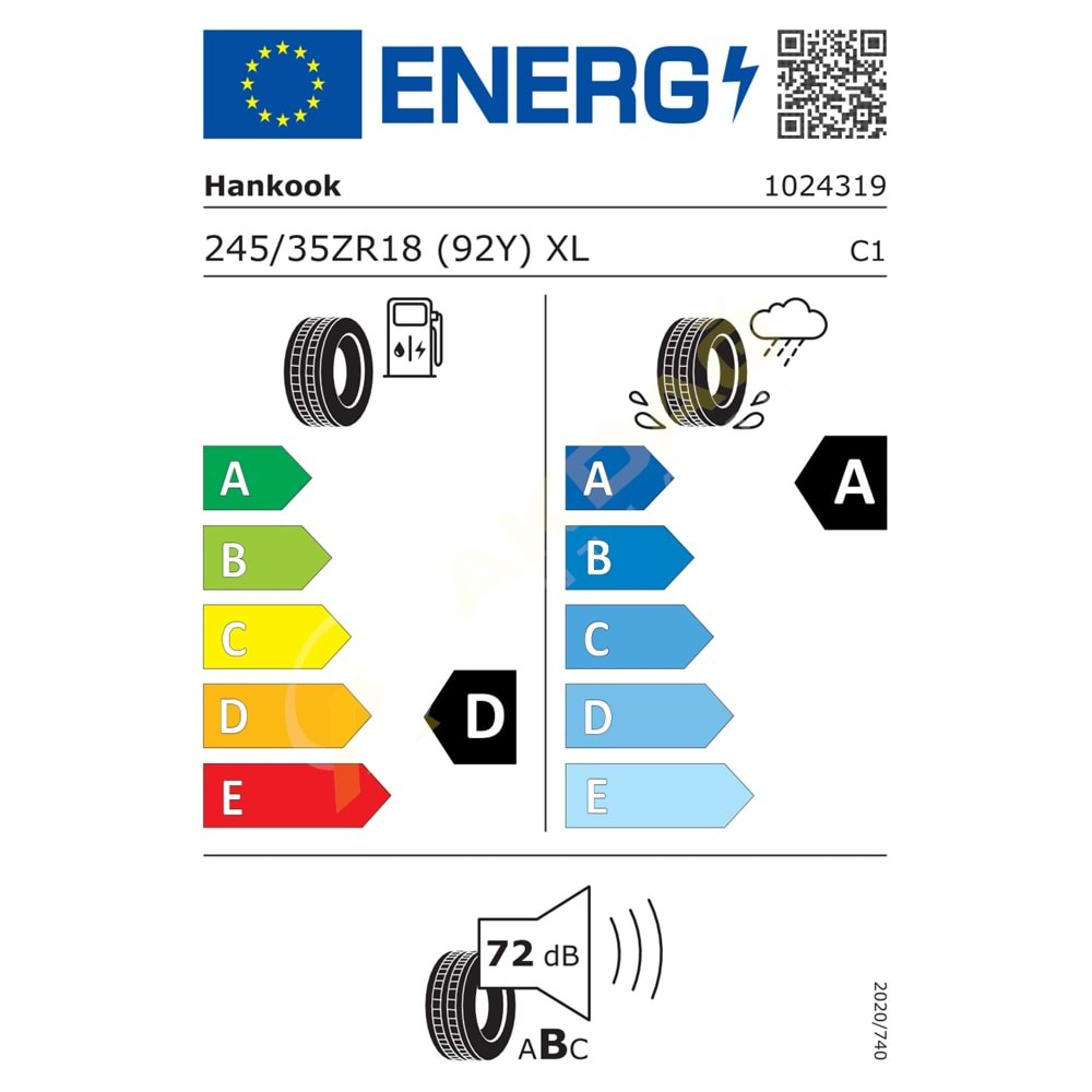 245/35/18 92Y XL K127 VENTUS S1 EVO 3 HANKOOK