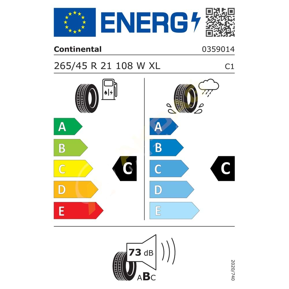 265/45/21 108W XL FR CCLX SP JLR M+S CONTİNENTAL