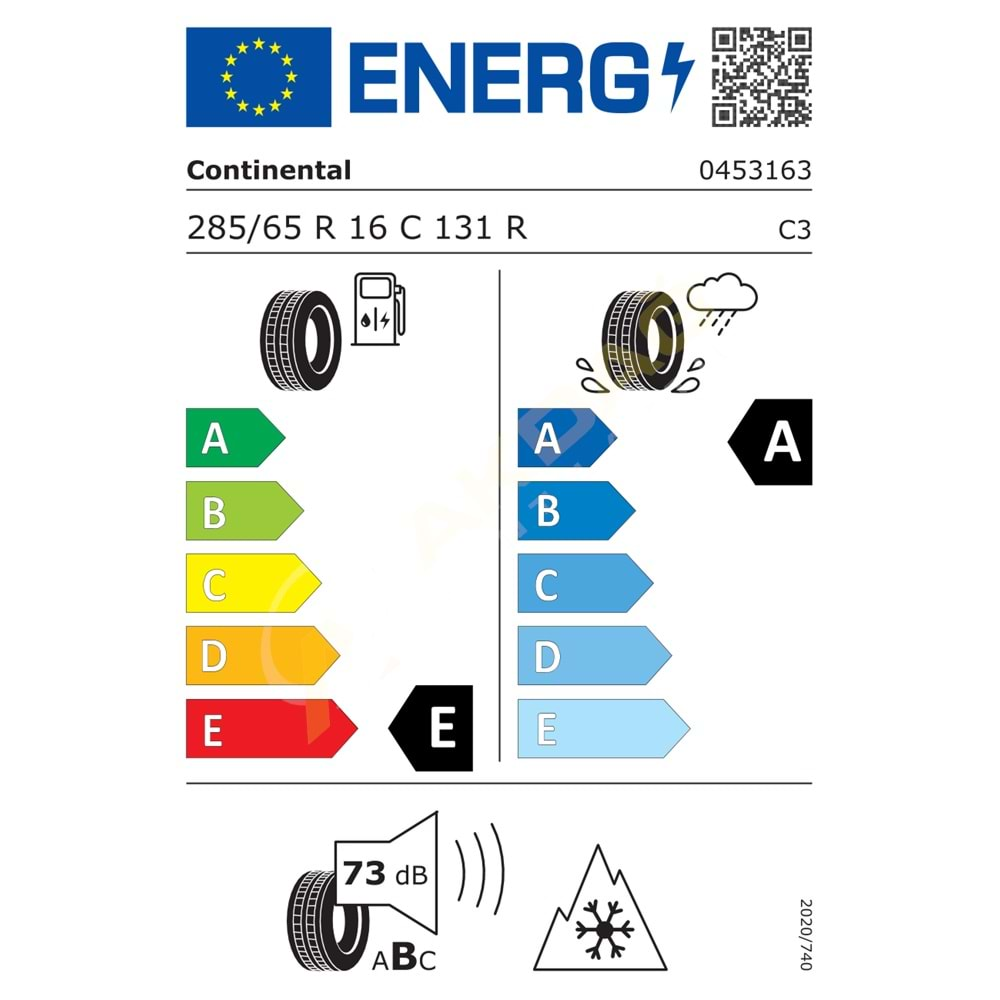 285/65/16C 131R VANCONTACT WİNTER 10PR KIŞ CONTİNENTAL