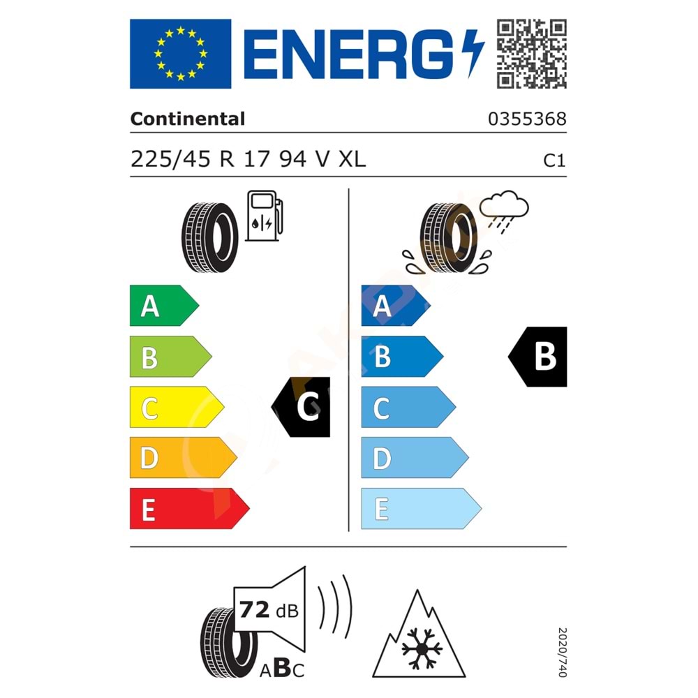 225/45/17 94V XL FR ASC 2 M+S* (KAR ARMALI) CONTİNENTAL