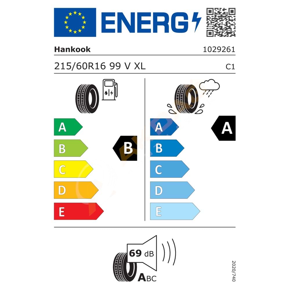 215/60/16 99V XL K135 VENTUS PRİME 4 HANKOOK