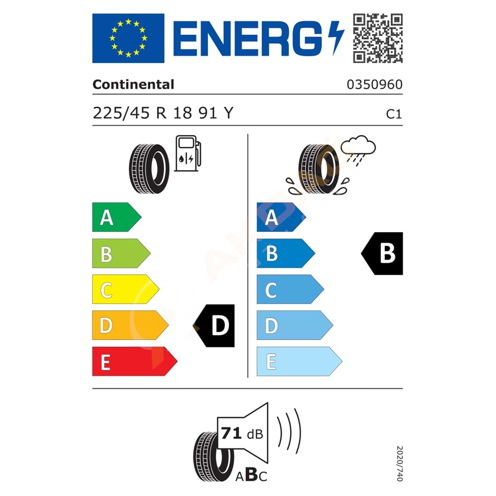 225/45/18 91Y FR CSC 5 FR SSR * (RFT) CONTİNENTAL