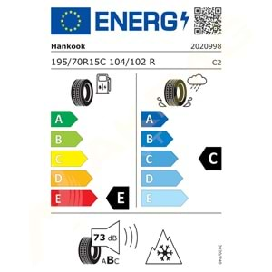 195/70/15C RW12 WİNTER İ*CEPT LV 104/102R 8PR KIŞ HANKOOK