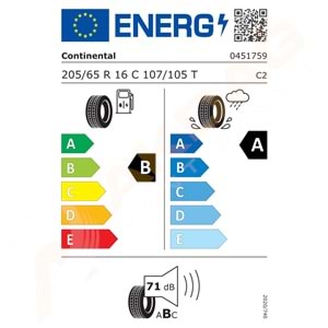 205/65/16C VANCONTACT ULTRA 107/105T 8PR CONTİNENTAL