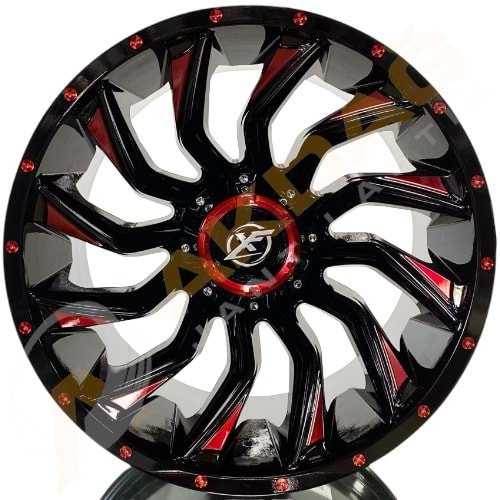 20X12 JANT EMR 224 6X139,7 ET44 110 GLOSSY BLACK MİLLİNG RED